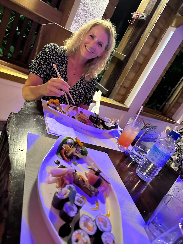 Sushi platter with cocktail
